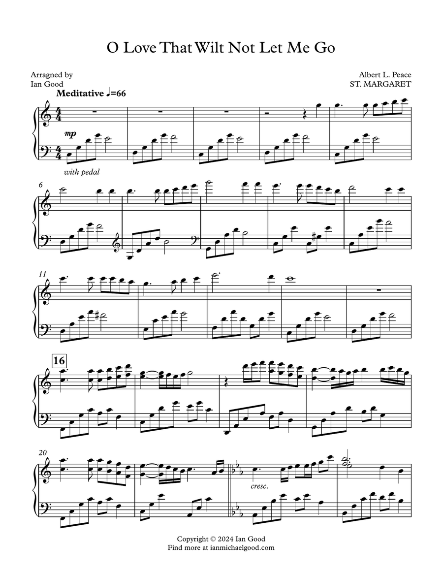O Love That Wilt Not Let Me Go (ST MARGARET) - new age piano Piano Solo scores gallery preview page 1
