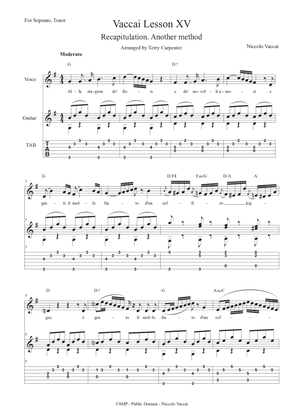 Vaccai - Lesson 15 Recapitulation. For tenor and soprano voice with guitar