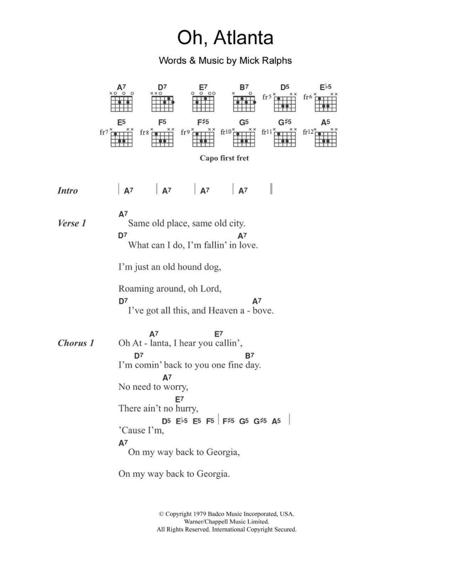 Oh, Atlanta Electric Guitar scores gallery preview page 1