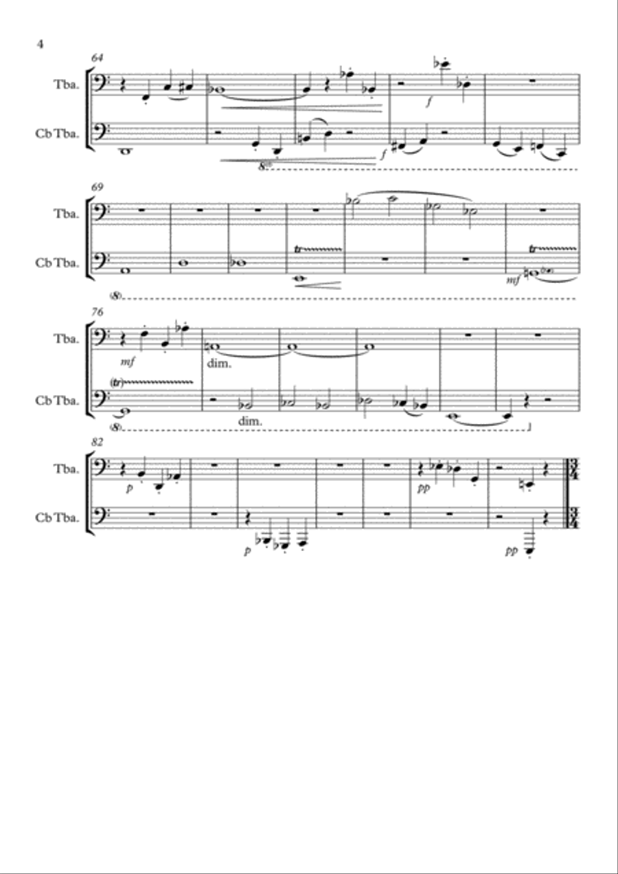 Dodecaphonium for Bass Tuba and Contrabass Tuba Brass Ensemble scores gallery preview page 4