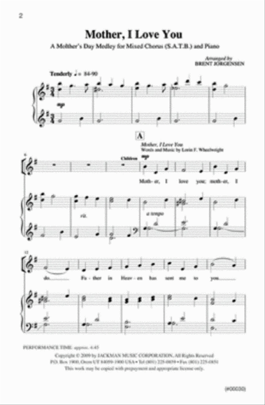 Mother I Love You - SATB - Children's Voices 4-Part scores gallery preview page 2
