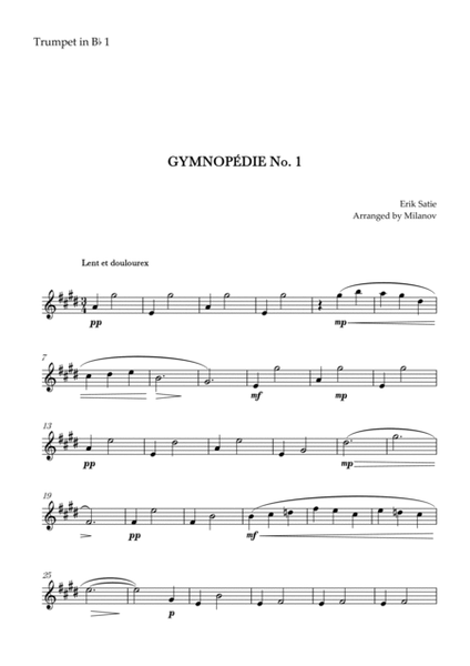 Gymnopédie no 1 | Trumpet in Bb Duet | Original Key | Chords | Easy intermediate image number null