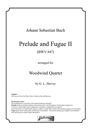 Book cover for Prelude and Fugue II (BWV 847) for Woodwind Quartet
