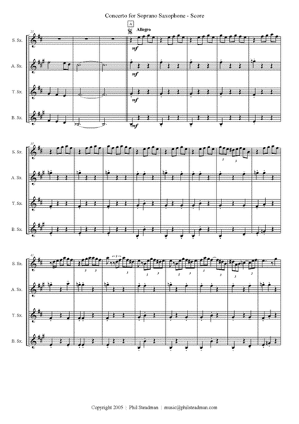 Concerto for Soprano Saxophone (sax quartet)