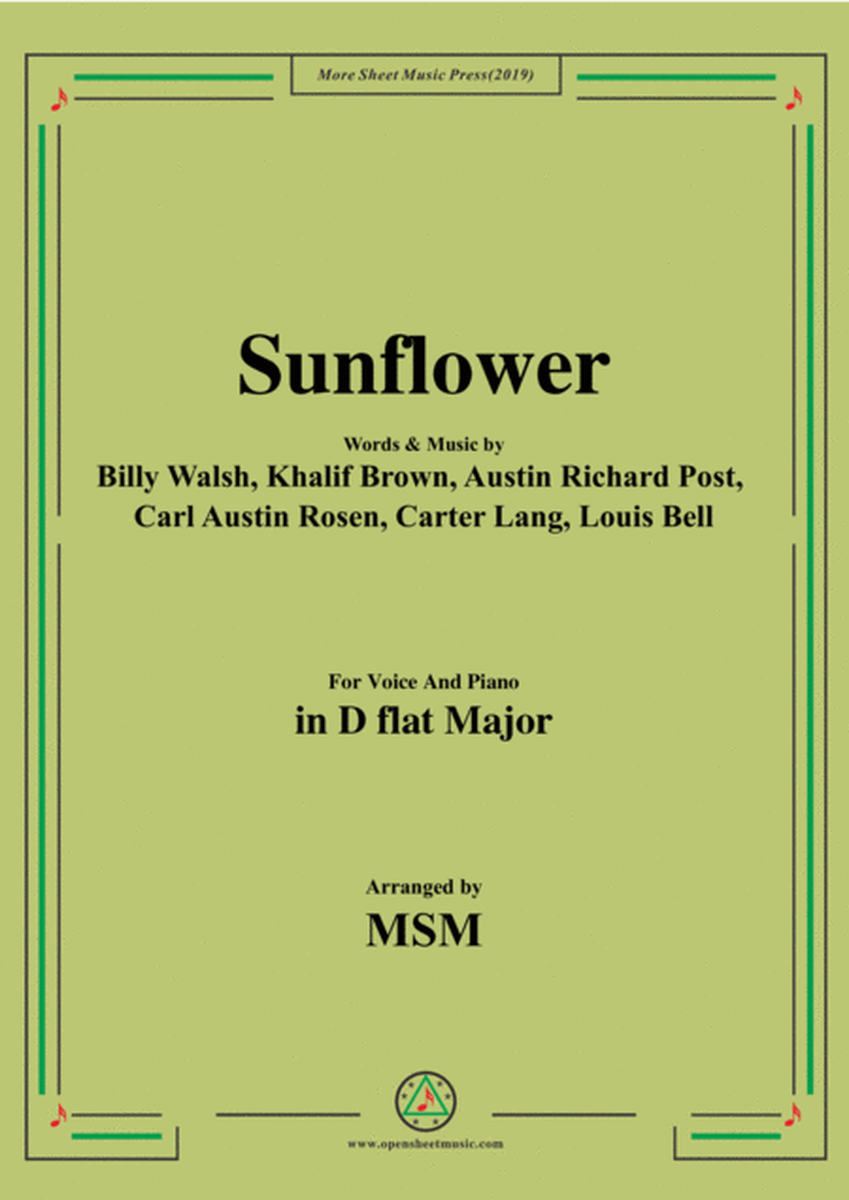 Sunflower,in D flat Major,for Voice and Piano