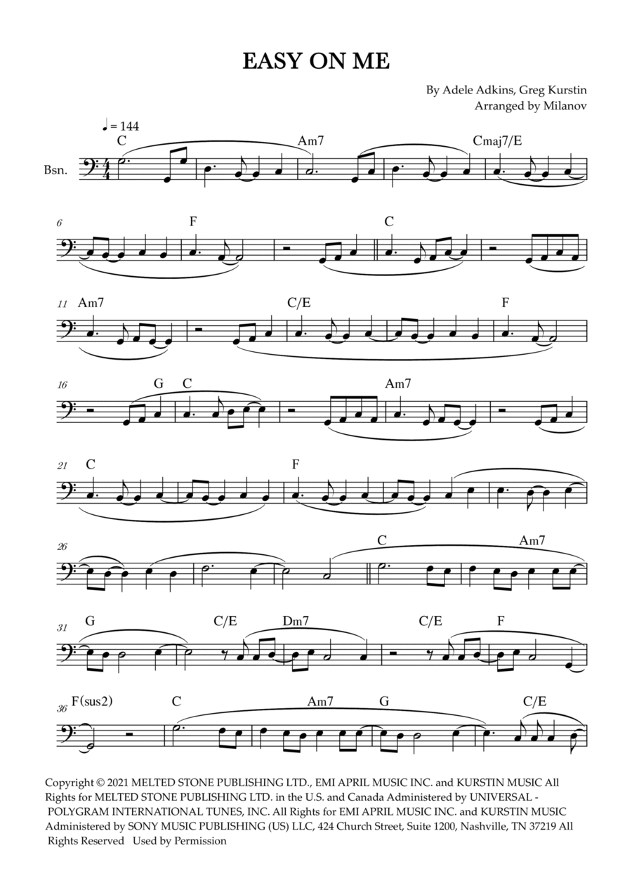 Easy On Me Bassoon Solo scores gallery preview page 1