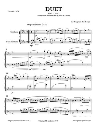 Book cover for Beethoven: Duet WoO 27 No. 2 for Trombone Duo
