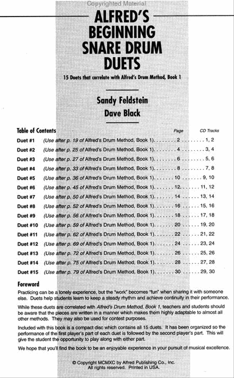 Alfred's Beginning Snare Drum Duets Small Ensemble scores gallery preview page 2