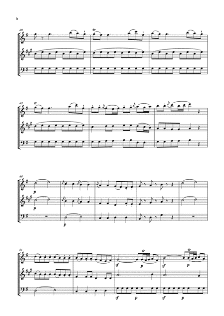 Eine Kleine Nachtmusik for Oboe, Clarinet and Bassoon Woodwind Ensemble scores gallery preview page 6