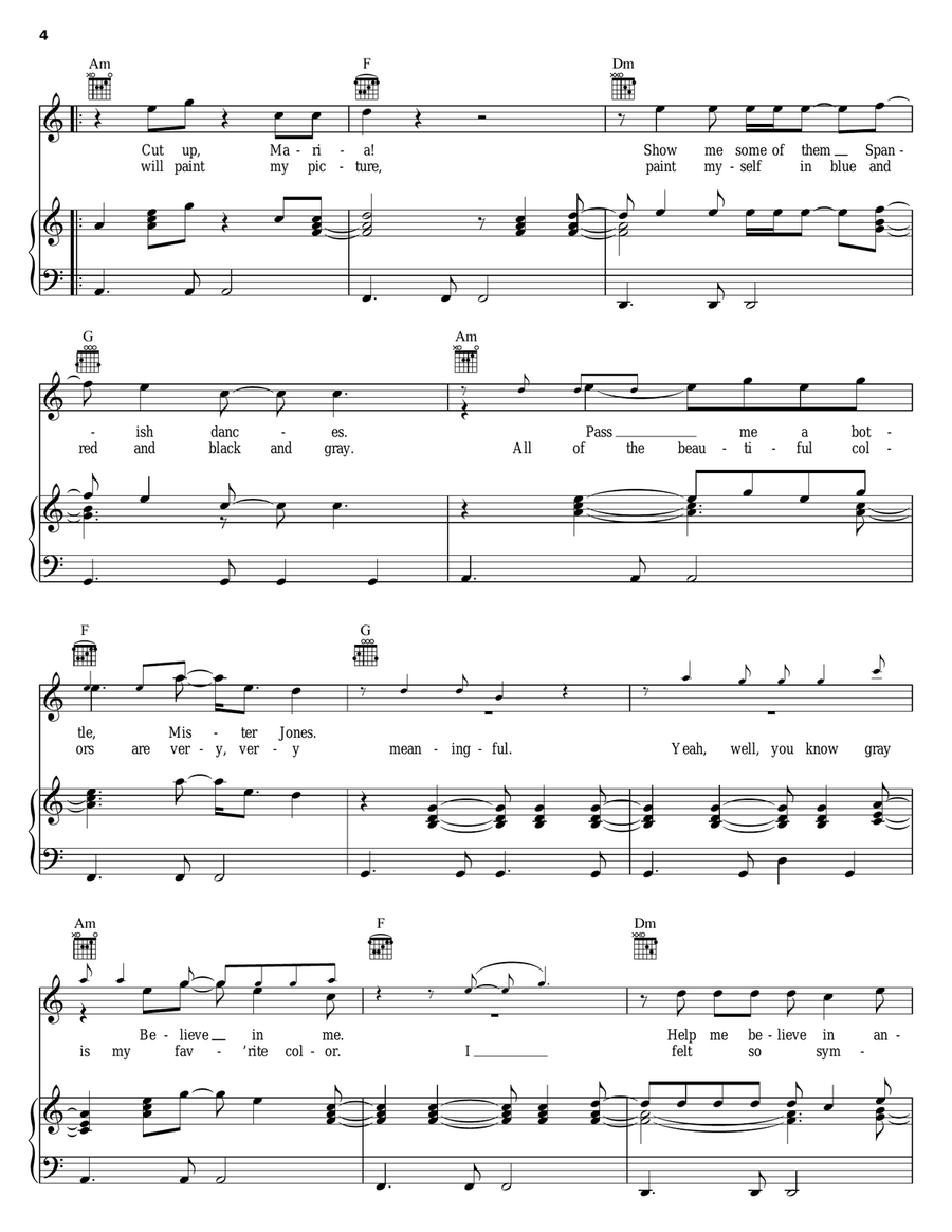 Mr. Jones Piano, Vocal, Guitar scores gallery preview page 4