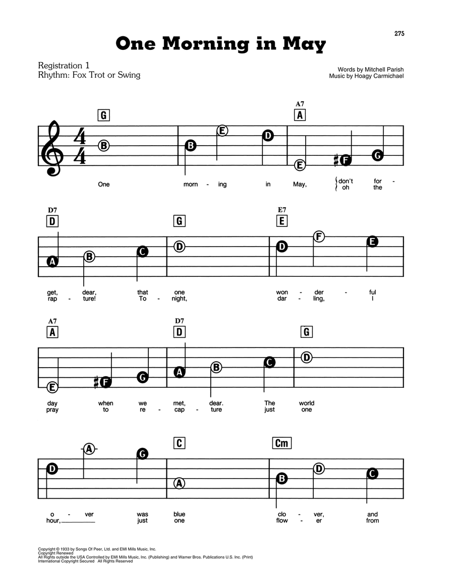 One Morning In May Electronic Keyboard scores gallery preview page 1