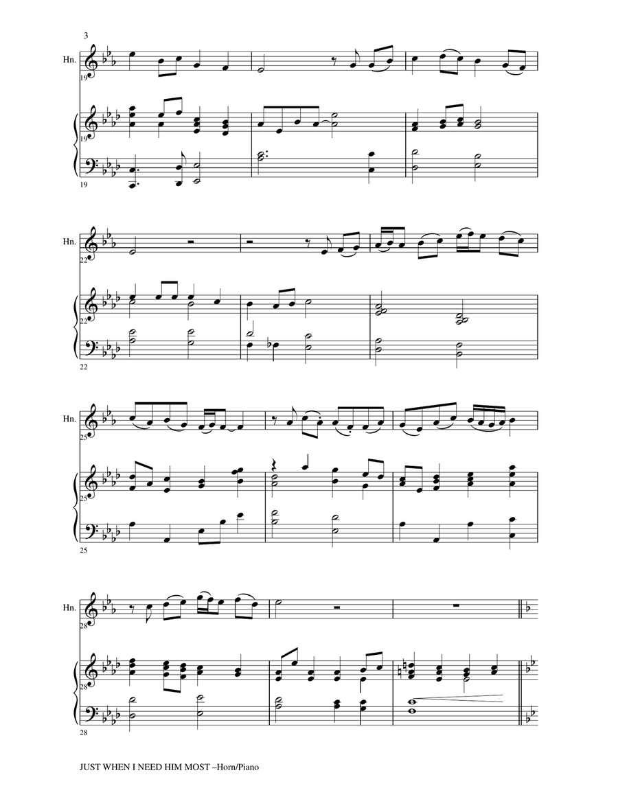 6 BEAUTIFUL HYMNS, Set III & IV (Duets - Horn in F and Piano with Parts) Brass Duet scores gallery preview page 5
