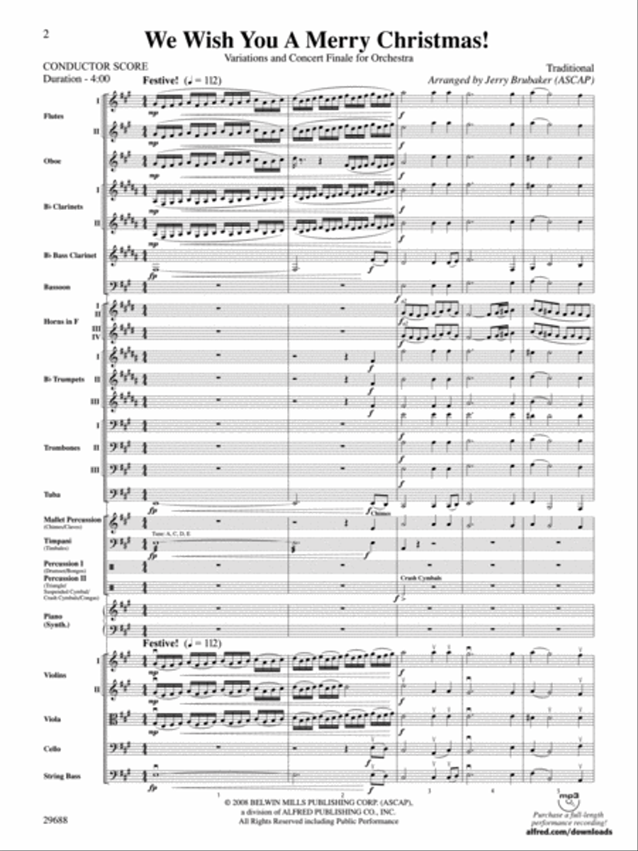 We Wish You a Merry Christmas Full Orchestra scores gallery preview page 2