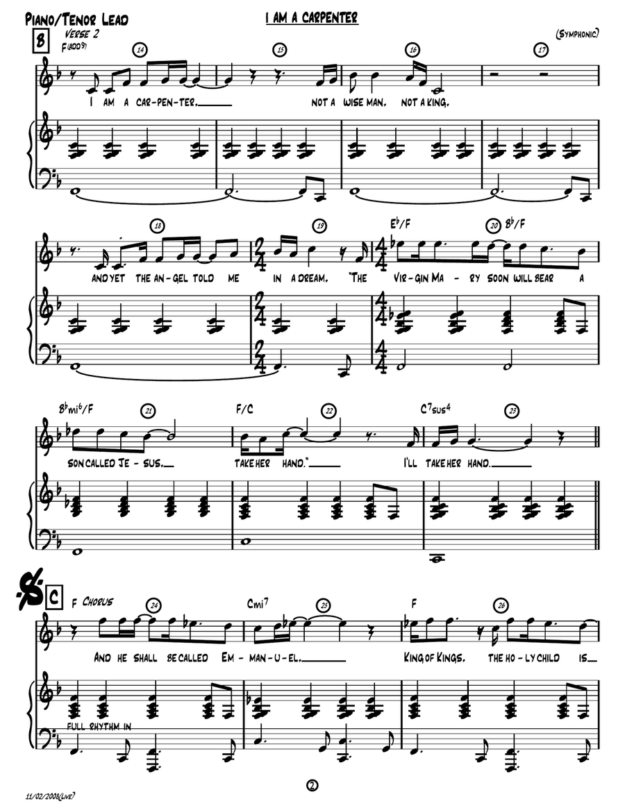 I Am a Carpenter (Joseph's Song) [Piano/Vocal/Chords] Piano, Vocal scores gallery preview page 2