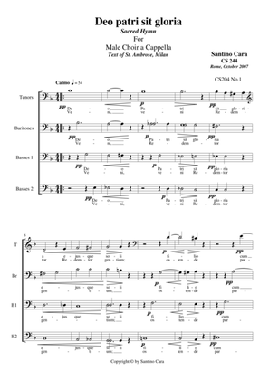 Deo Patri sit gloria (Sacred Hymn) for Male choir a cappella