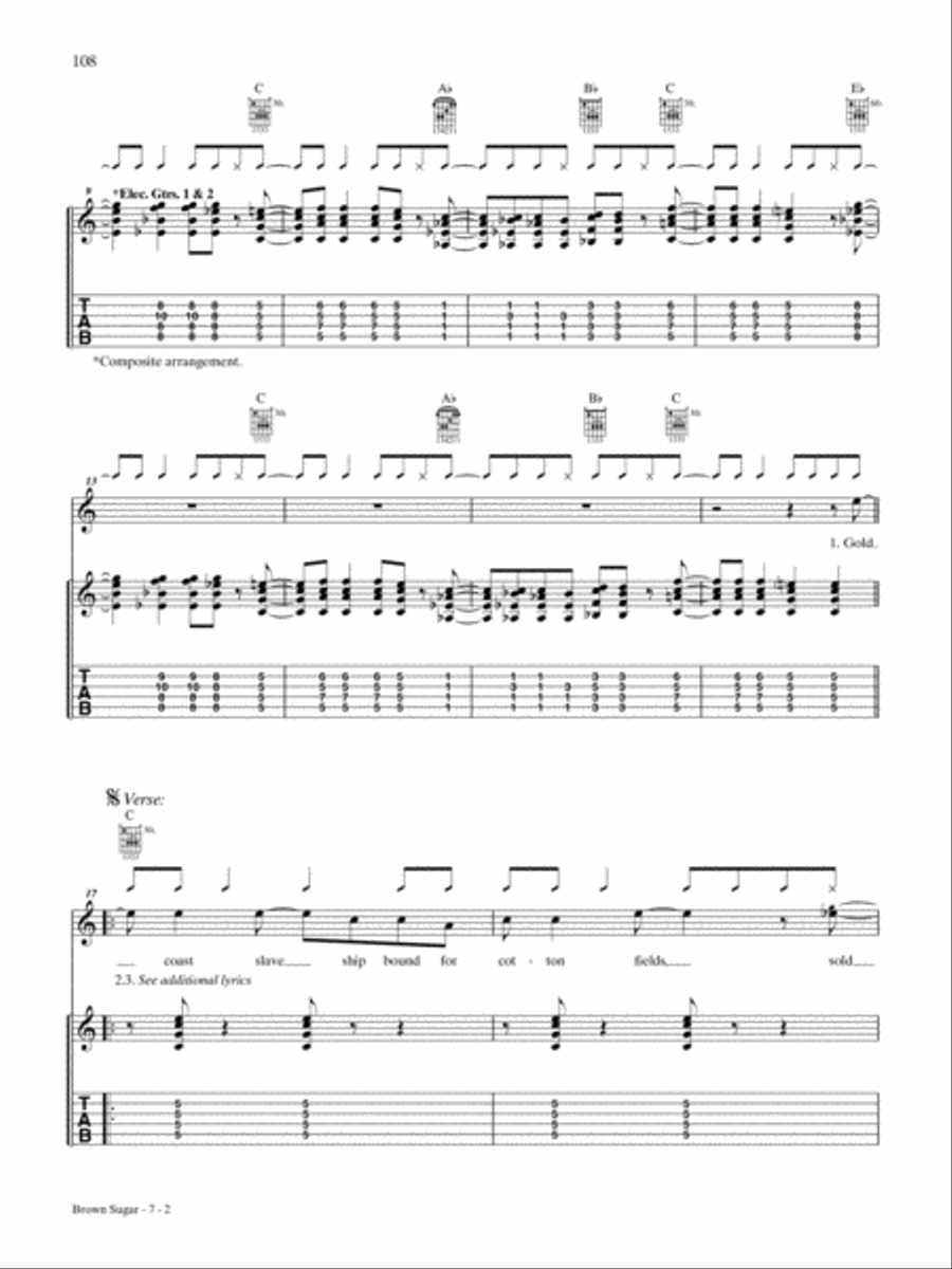 Brown Sugar Guitar Tablature scores gallery preview page 2