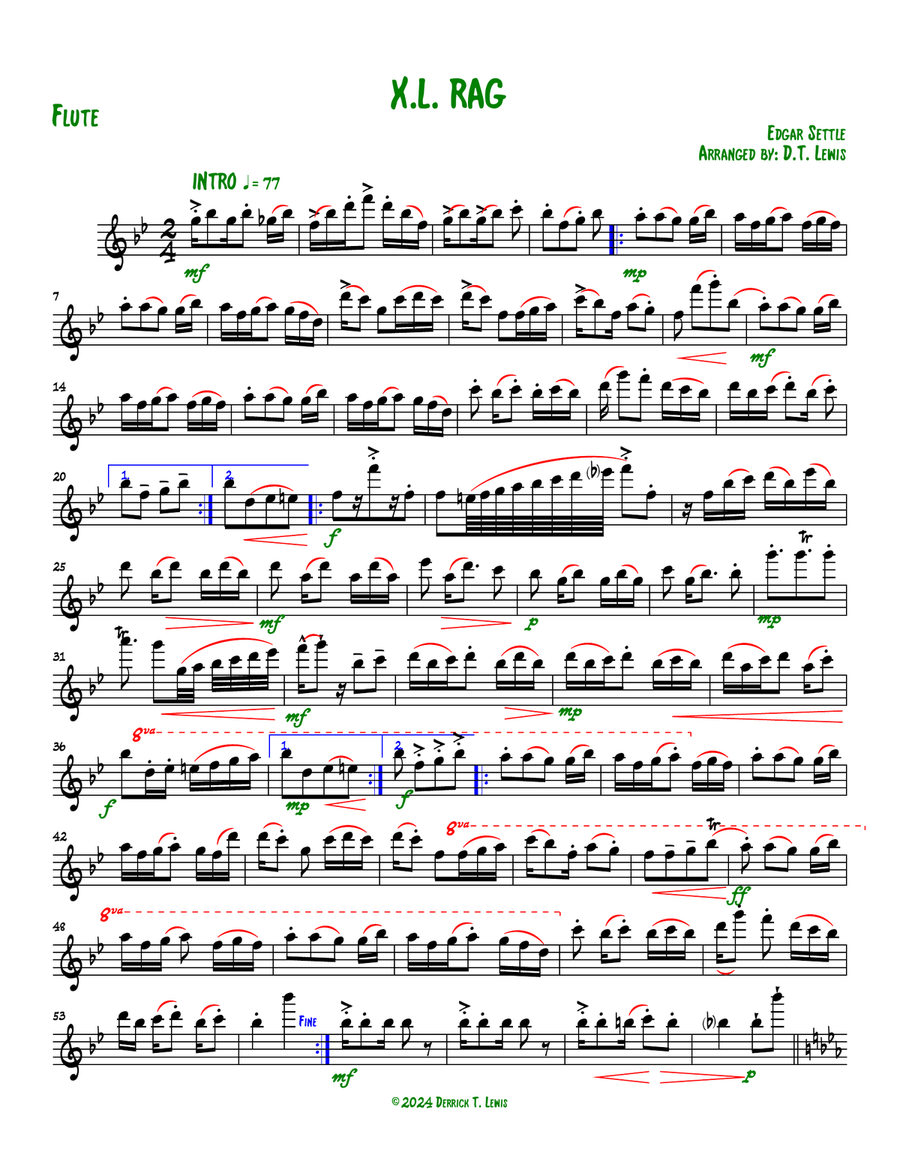 X.L. Rag (XL Rag) X.L. Rag (XL Rag) Woodwind Quintet scores gallery preview page 6