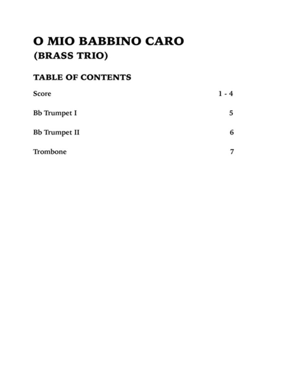 O Mio Babbino Caro (Brass Trio): Two Trumpets and Trombone image number null