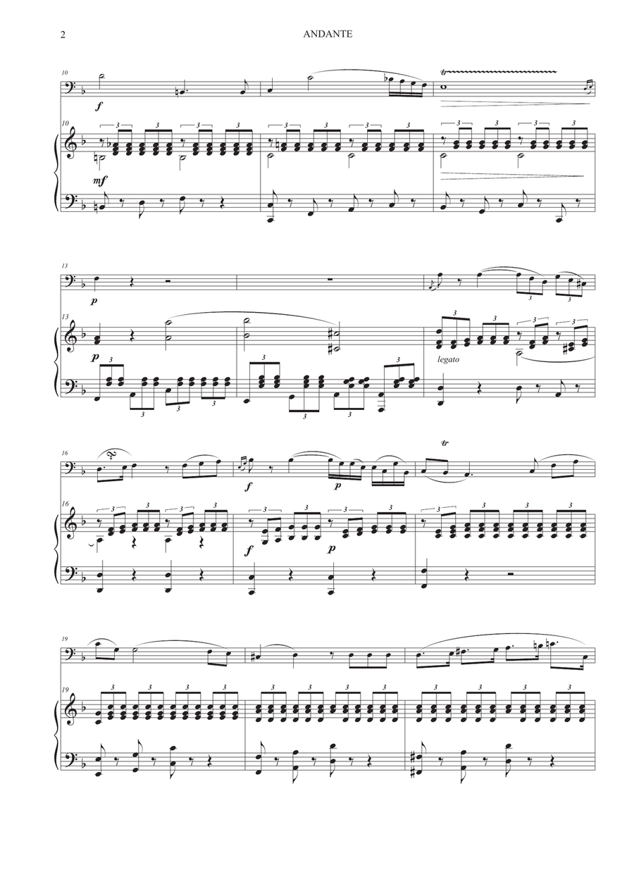 Andante from Concerto No. 21 for Cello and Piano Piano scores gallery preview page 3