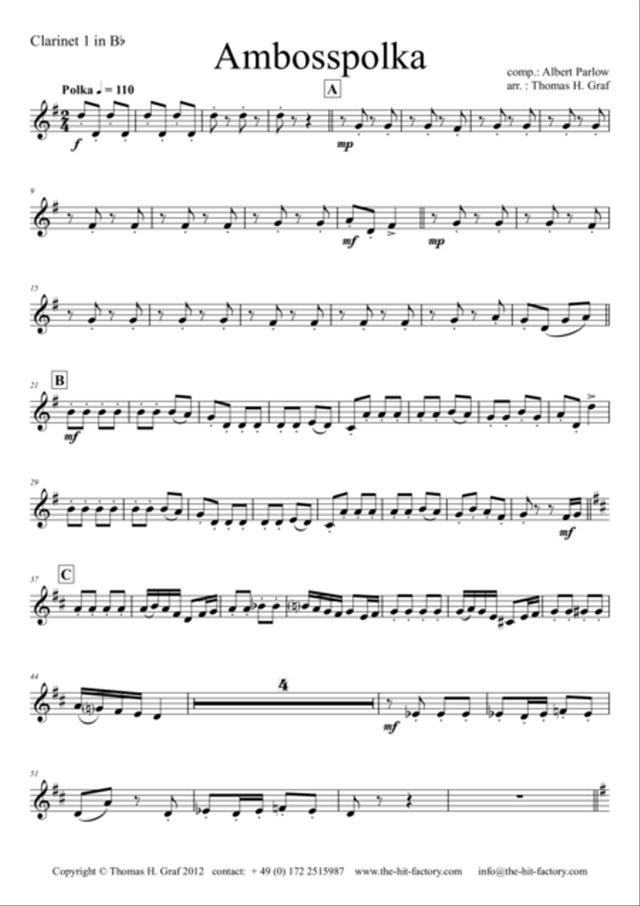 Amboss-Polka - German Polka - Oktoberfest - Clarinet Quartet Clarinet Quartet scores gallery preview page 4