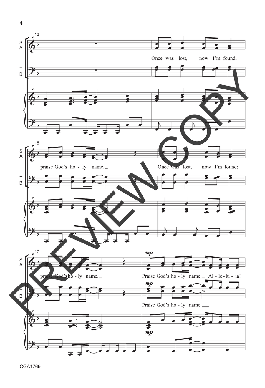 Amazing Grace with Praise, Praise, Praise the Lord Choir scores gallery preview page 4