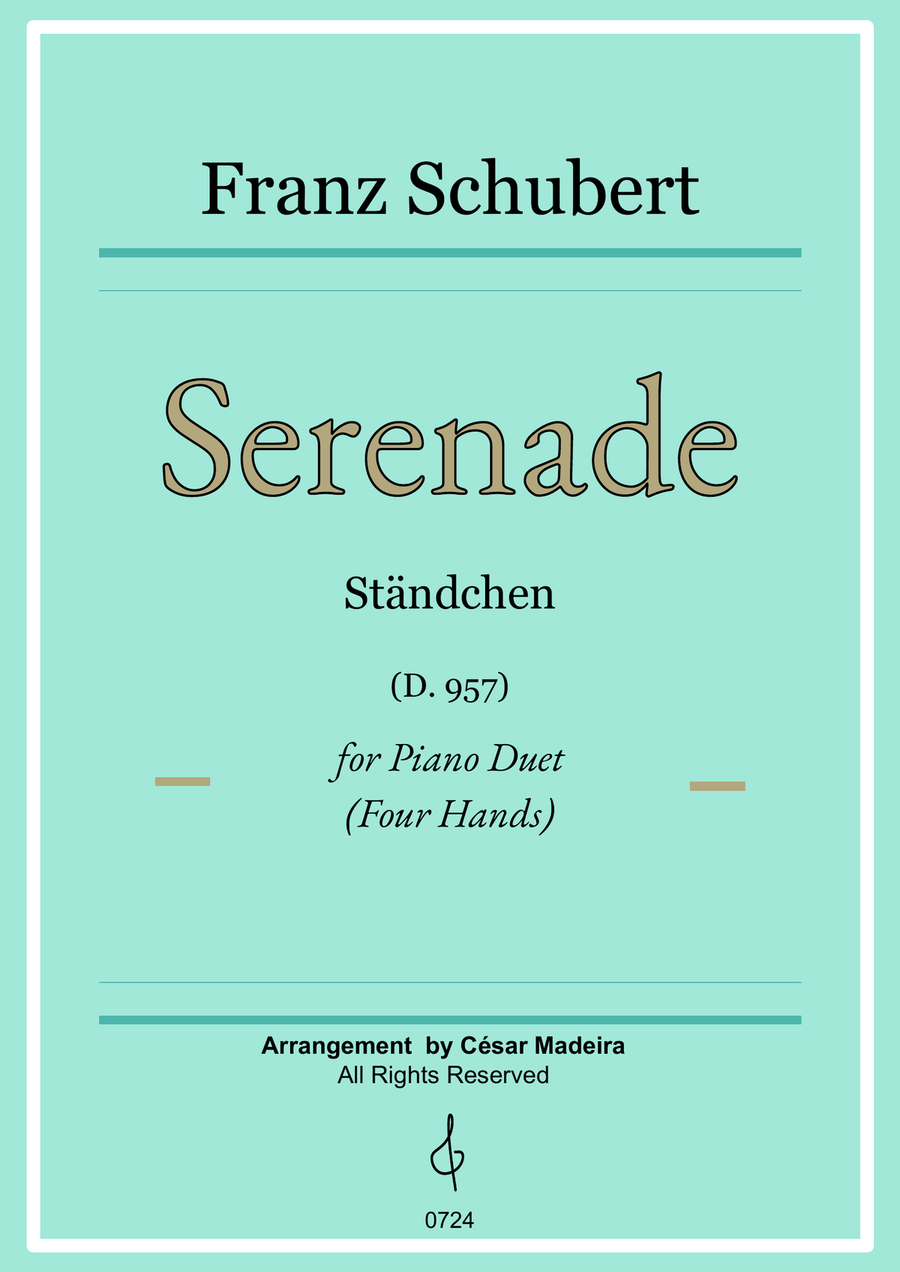 Serenade (D.975) by Schubert - Piano Four Hands (Full Score and Parts) 1 Piano, 4-Hands scores gallery preview page 1