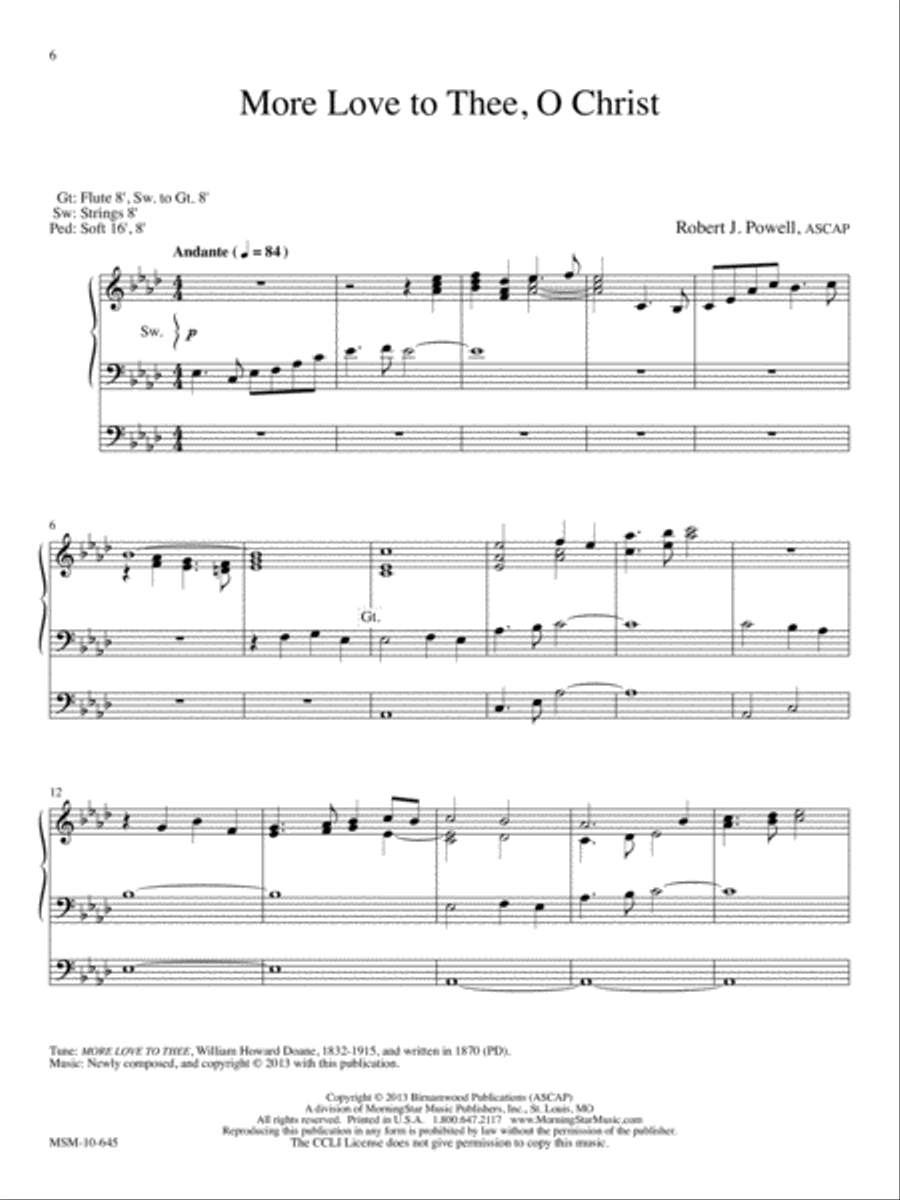 More Love to Thee, O Christ Organ scores gallery preview page 1