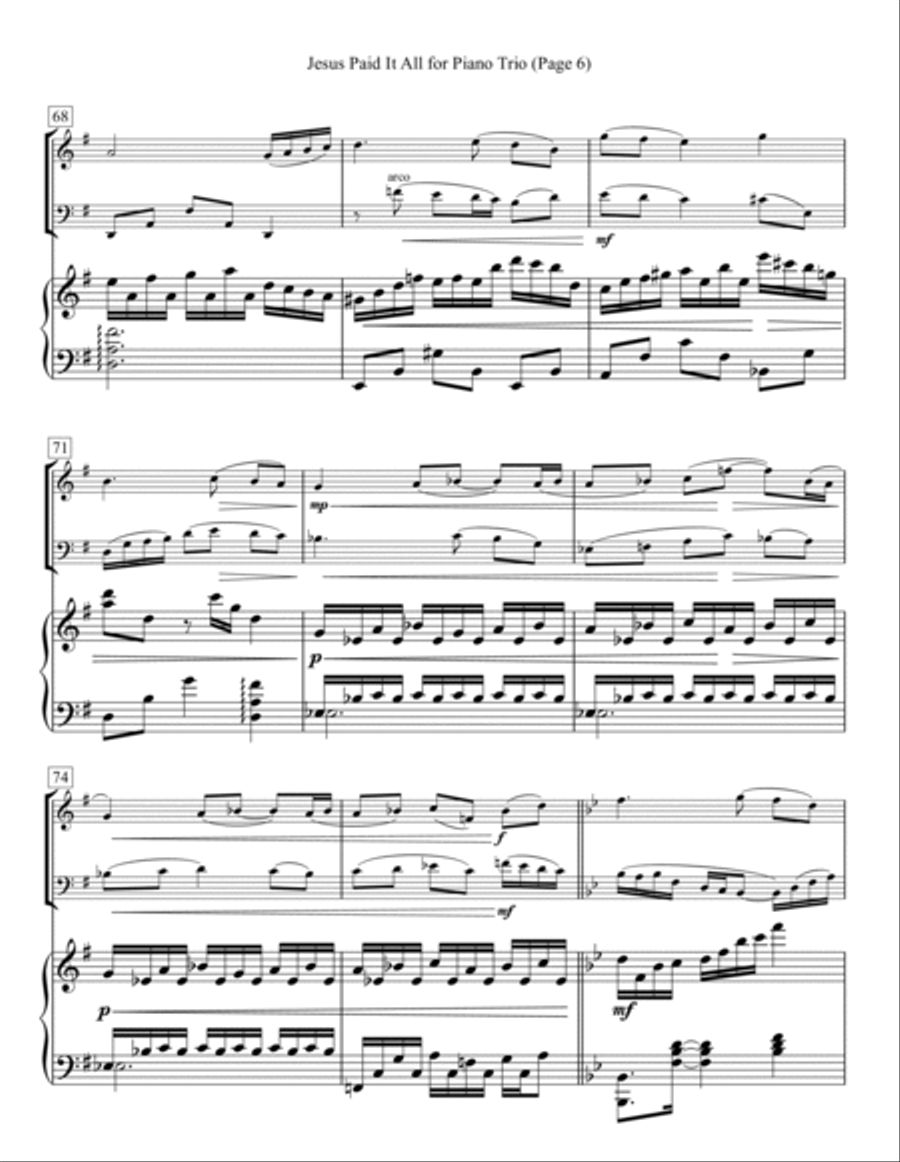 Jesus Paid It All for Piano Trio Piano Trio scores gallery preview page 6