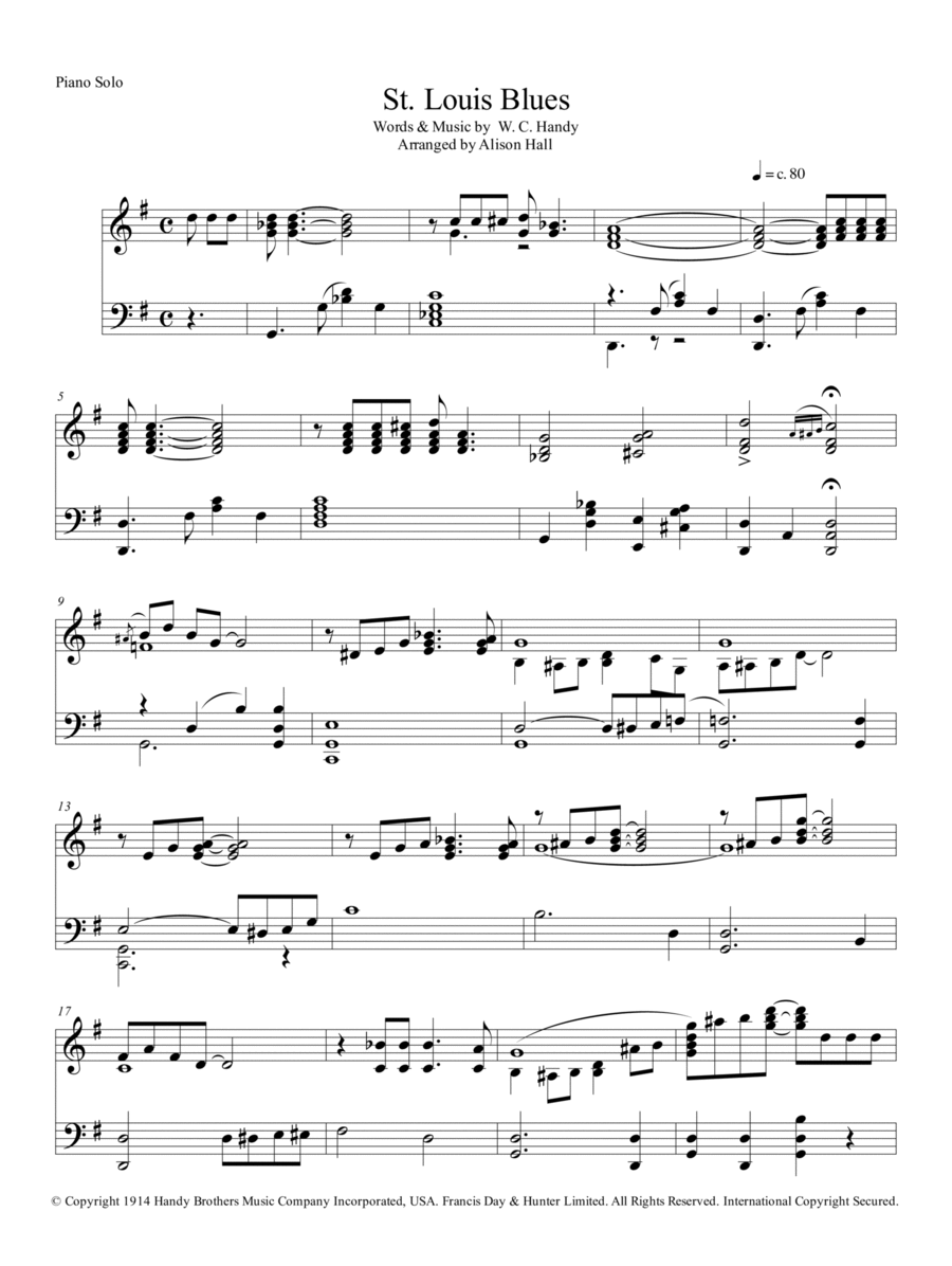 St. Louis Blues Piano Solo scores gallery preview page 1