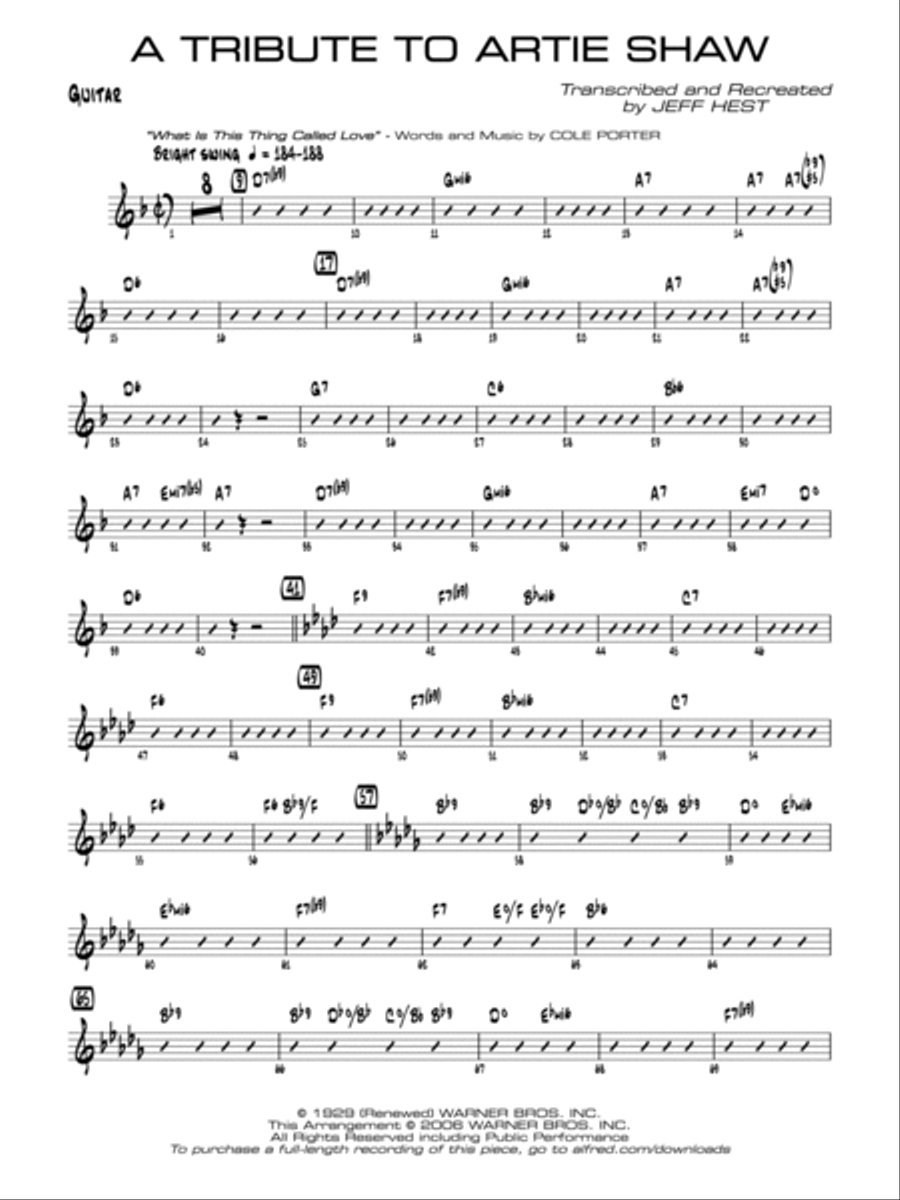 A Tribute to Artie Shaw: Guitar Jazz Ensemble scores gallery preview page 1