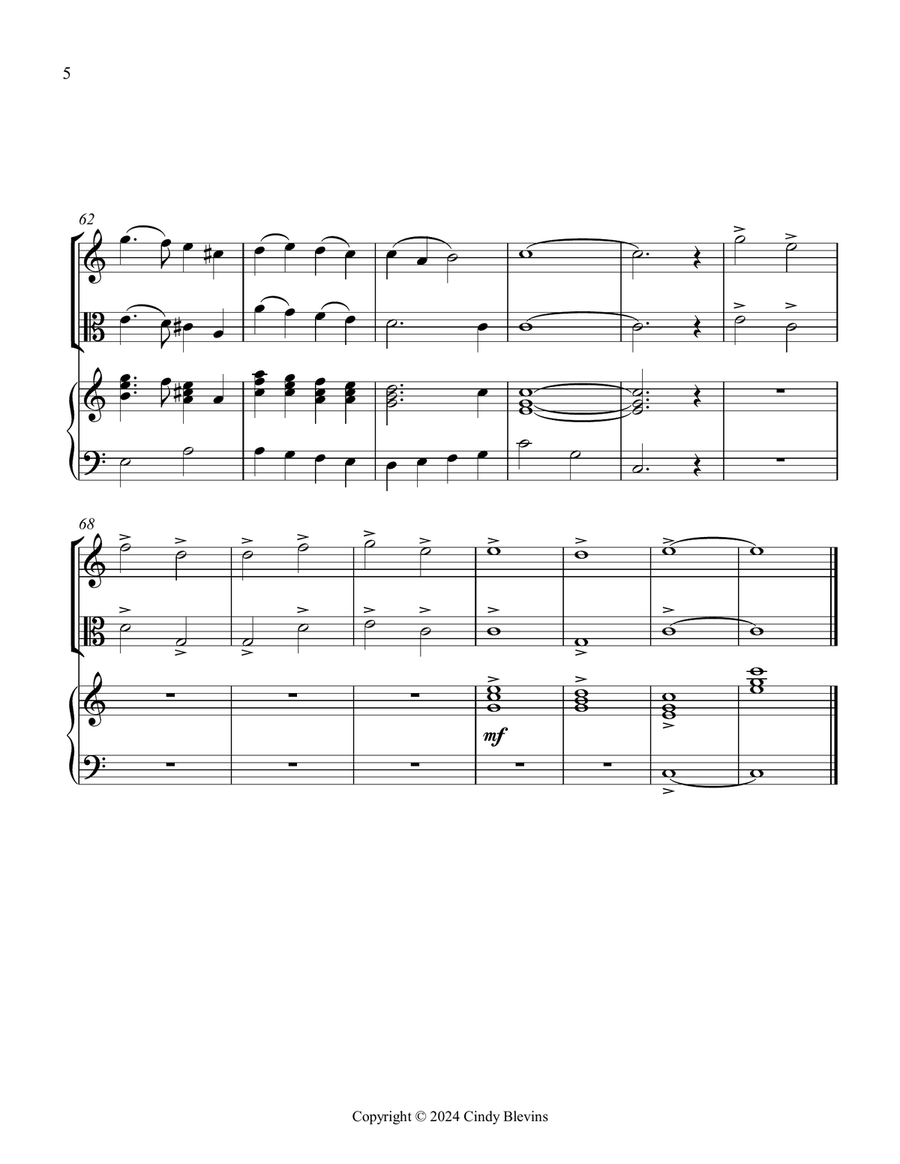 I Heard the Bells On Christmas Day, for Violin, Viola and Piano Violin scores gallery preview page 6