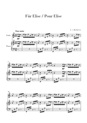 Pour Elise (Für Elise) for Violin and Piano