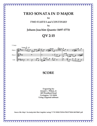 Book cover for Quantz Trio Sonata in G Major QV 2:15