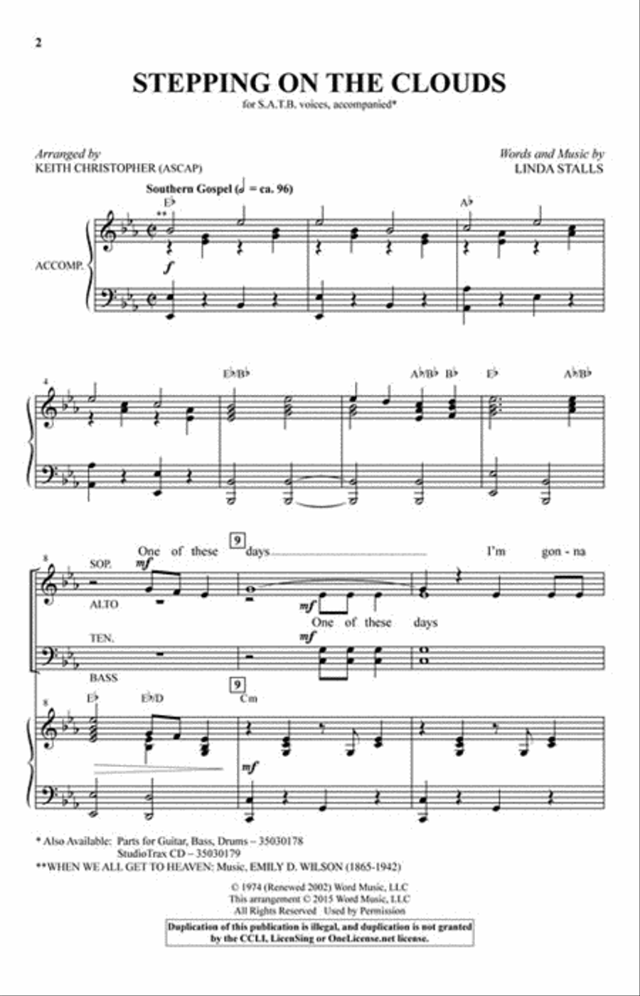 Stepping on the Clouds Choir scores gallery preview page 2