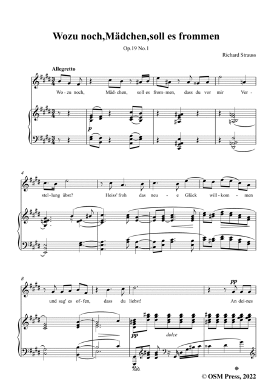 Richard Strauss-Wozu noch,Mädchen,soll es frommen,in E Major Voice scores gallery preview page 3