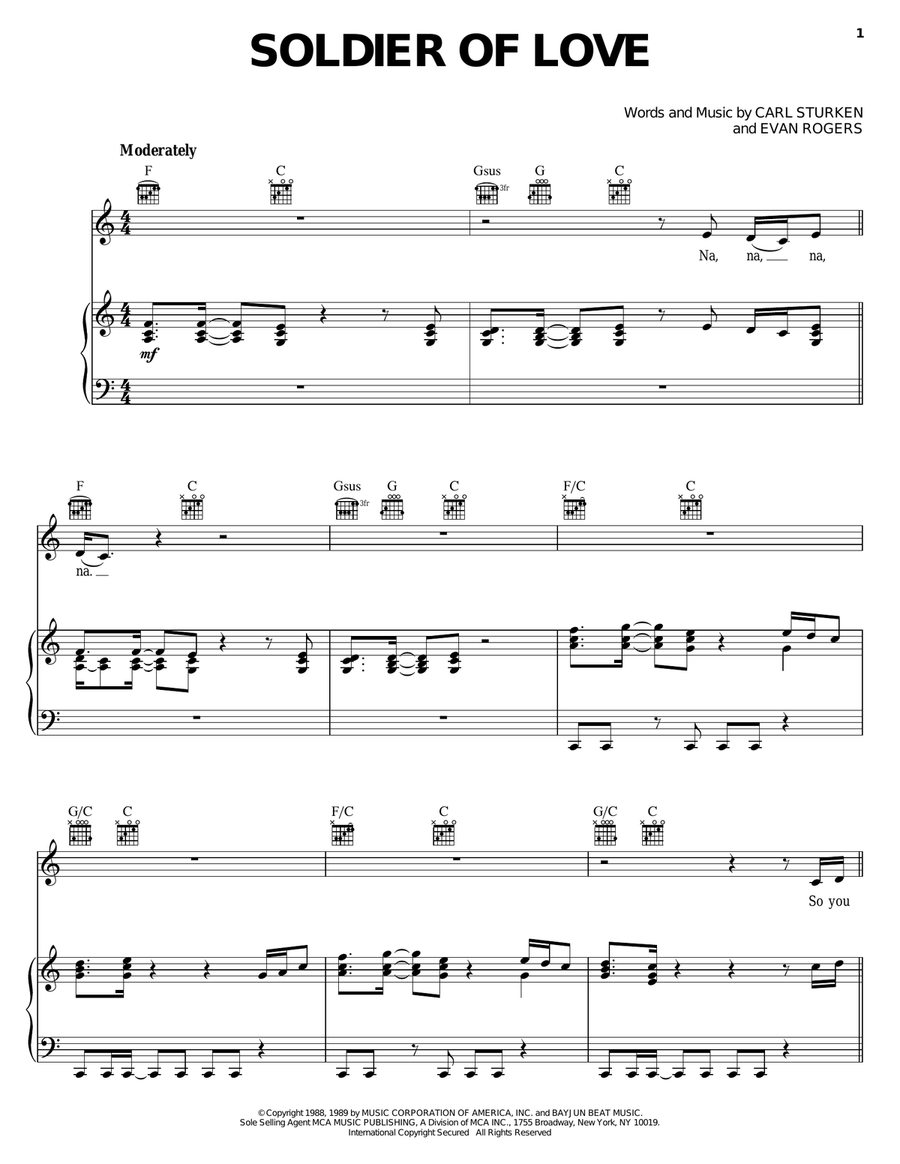 Soldier Of Love Soldier Of Love Piano, Vocal, Guitar scores gallery preview page 1