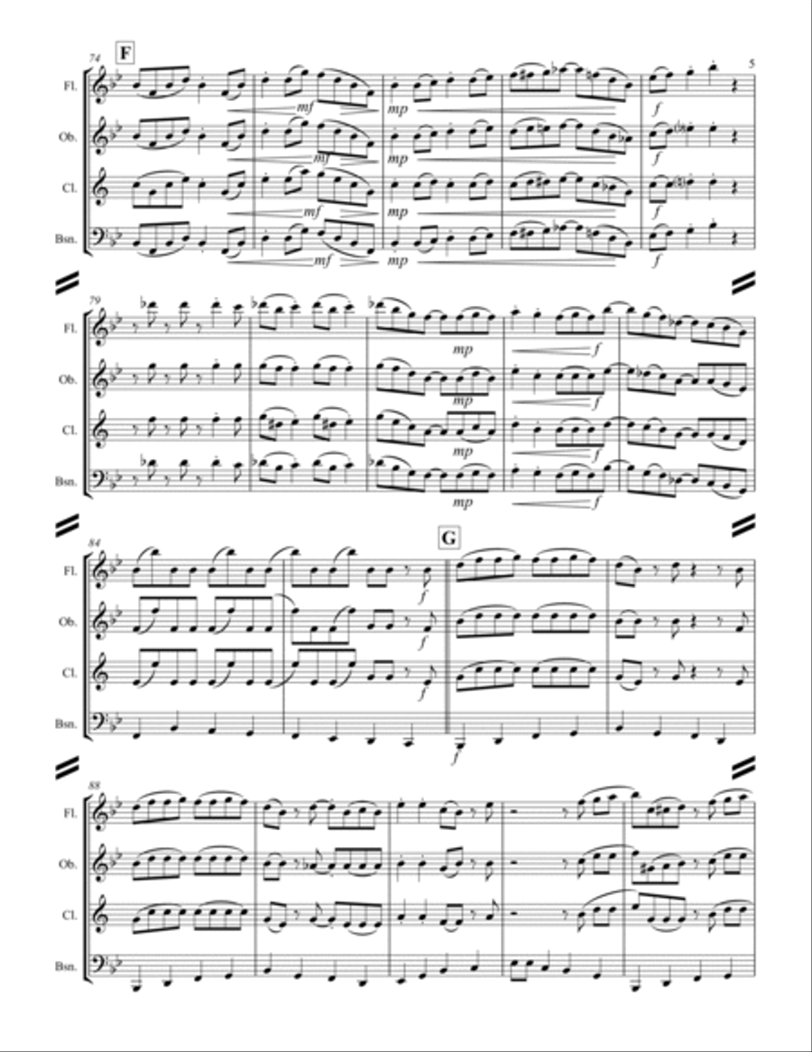 Boogie Woogie Bugle Boy Woodwind Quartet scores gallery preview page 6