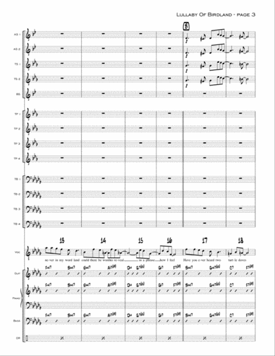 Lullaby Of Birdland Jazz Ensemble scores gallery preview page 3