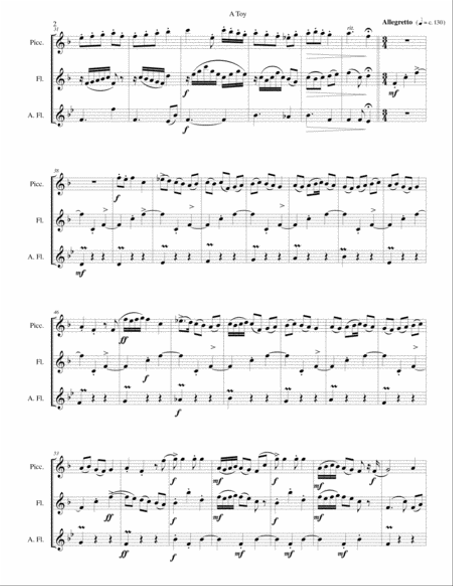 A Toy for piccolo, flute and alto flute Piccolo scores gallery preview page 2