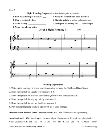 Music Study Sheets Level 2 2014 and 2003 Revision edition