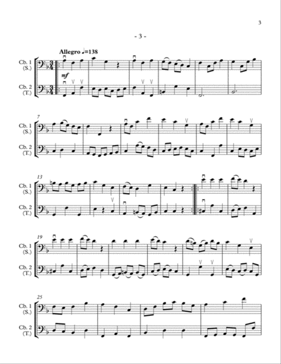 10 Little Duets for Teacher and Student (2 Basses) String Duet scores gallery preview page 3