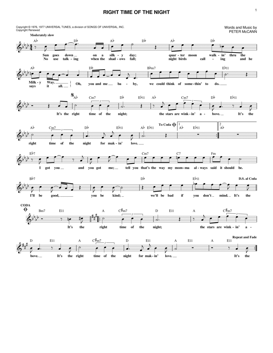 Right Time Of The Night Piano scores gallery preview page 1