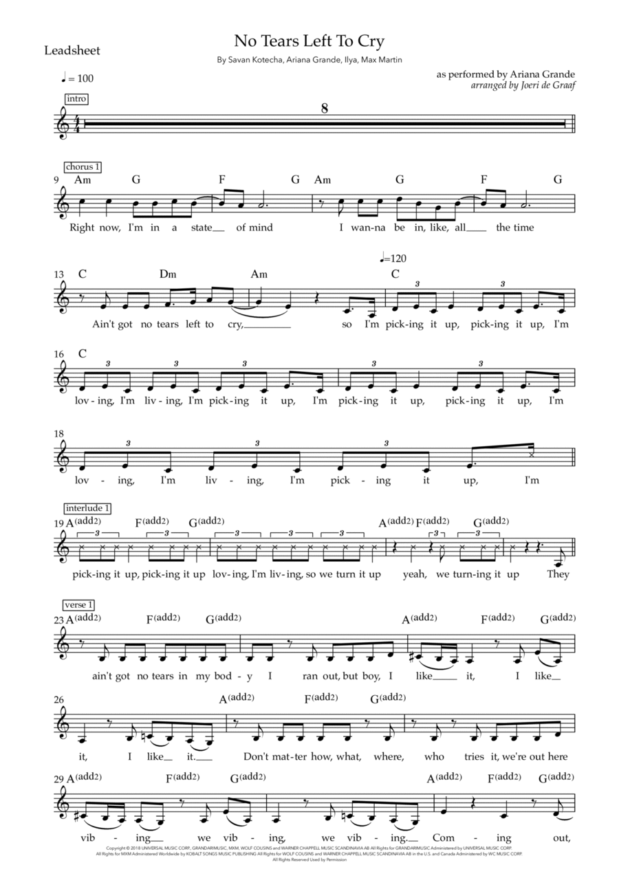 No Tears Left To Cry Piano scores gallery preview page 1