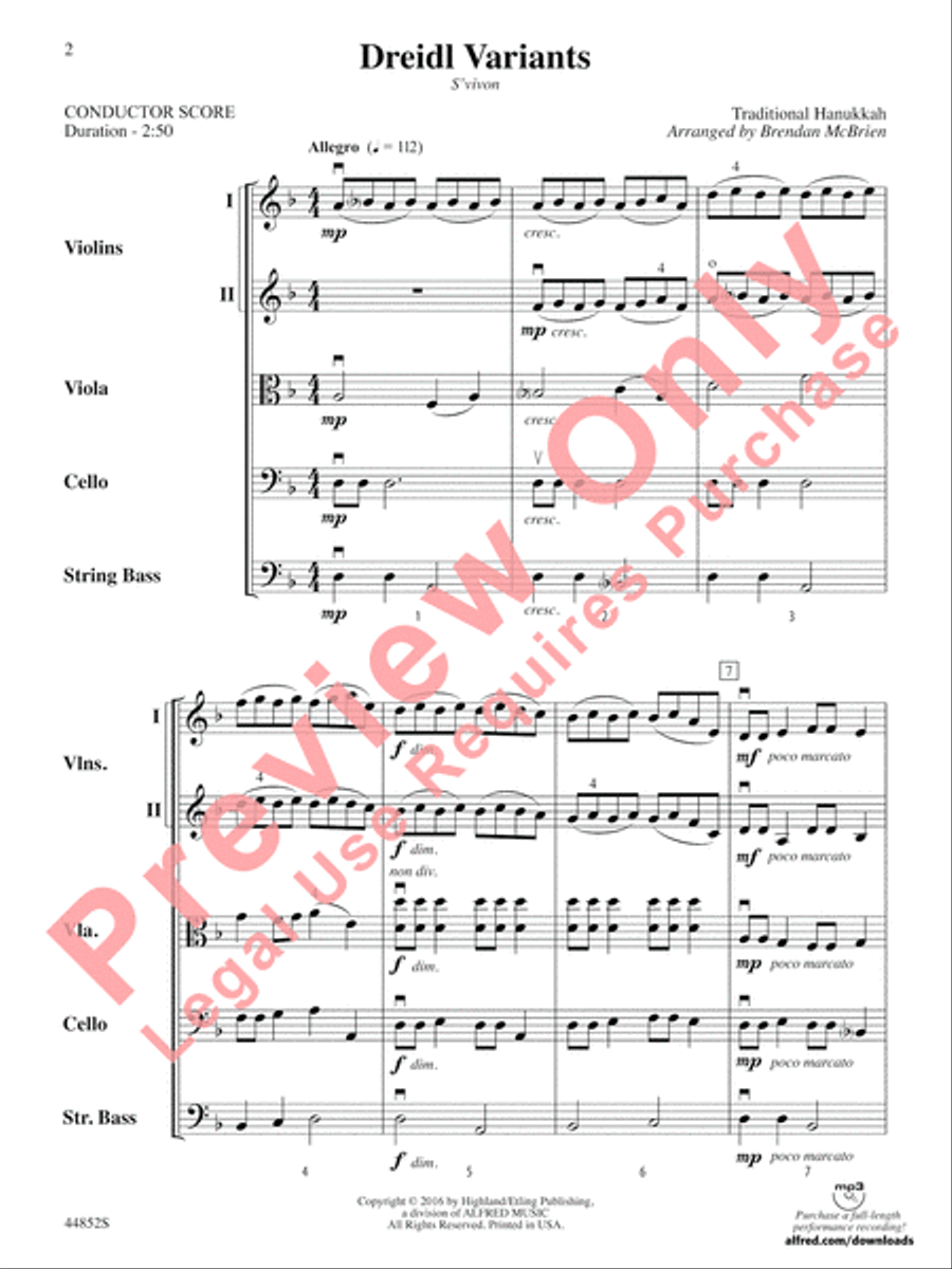 Dreidl Variants String Orchestra scores gallery preview page 3