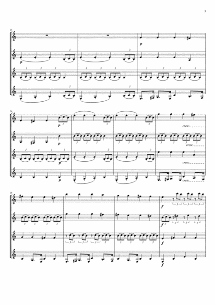 Brahms : Rhapsody Op.79, No.2 (for Clarinet Quartet) Clarinet Quartet scores gallery preview page 3