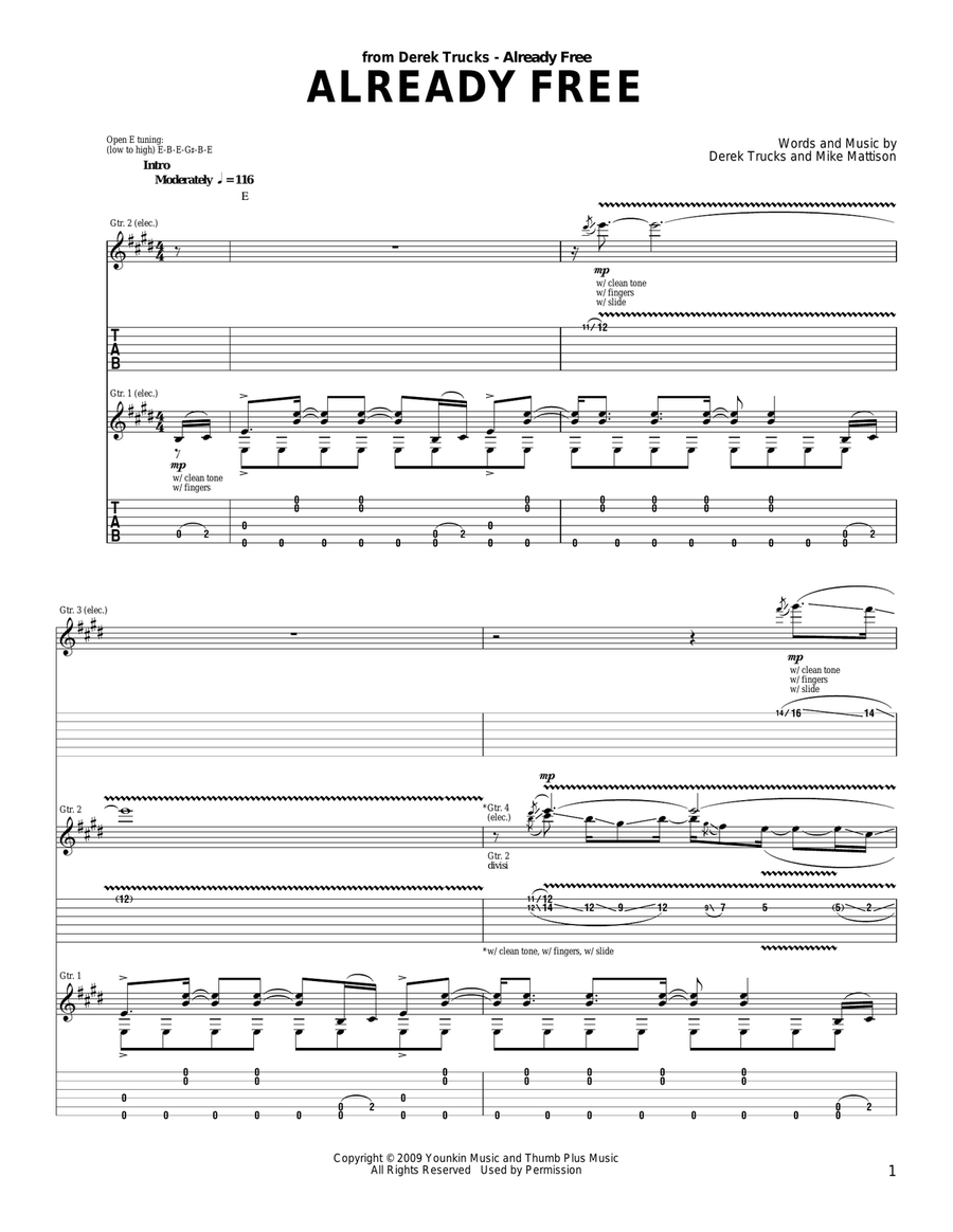 Already Free Acoustic Guitar scores gallery preview page 1