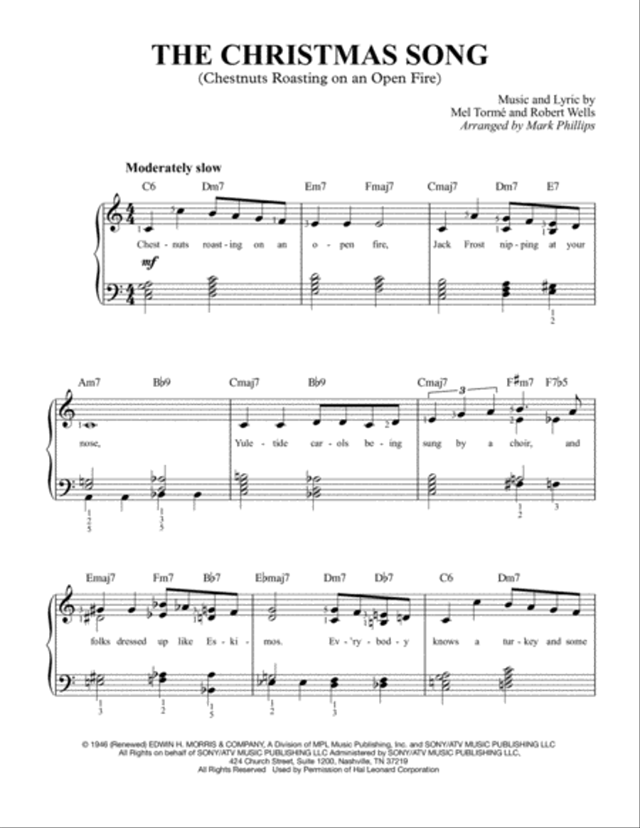 The Christmas Song (Chestnuts Roasting On An Open Fire) Easy Piano scores gallery preview page 1