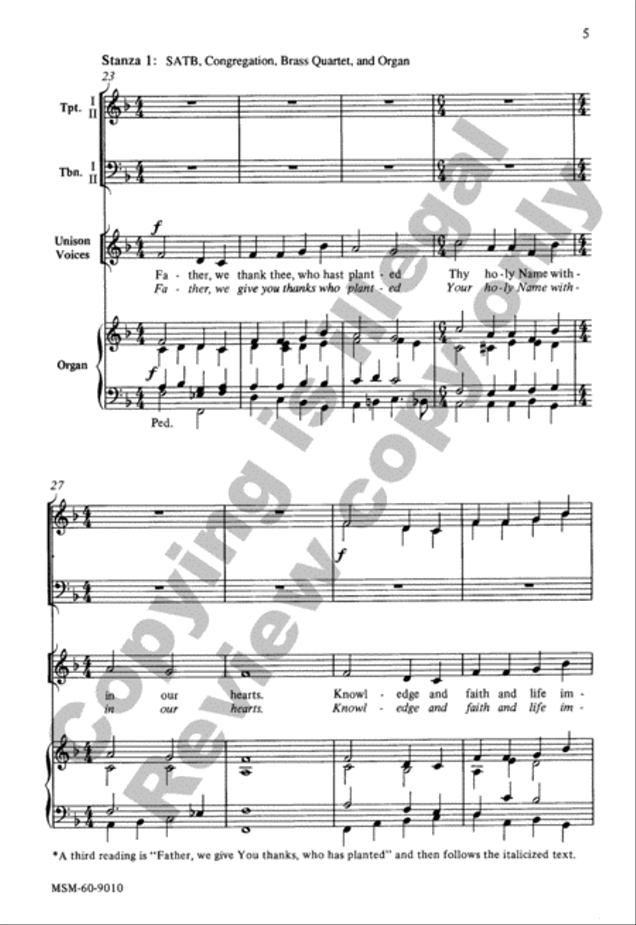 Father, We Thank Thee, Who Has Planted 4-Part scores gallery preview page 4