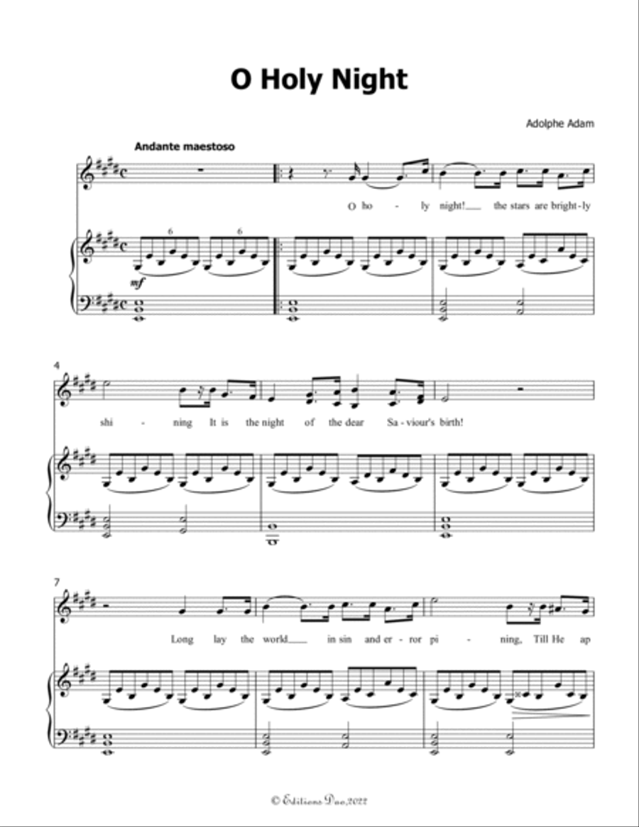 O Holy night cantique de noel, by Adam, in E Major Voice scores gallery preview page 3