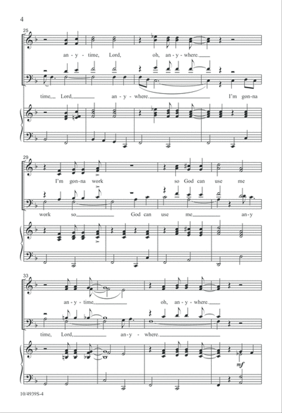 I'm Gonna Live So God Can Use Me 4-Part scores gallery preview page 4